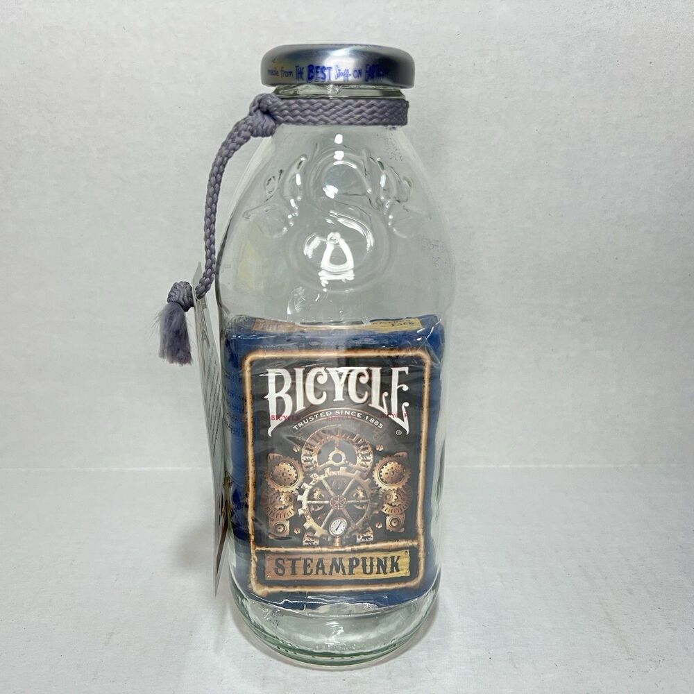 IMPOSSIBLE BOTTLE Steampunk Bicycle Deck Playing Cards In Snapple Glass Bottle